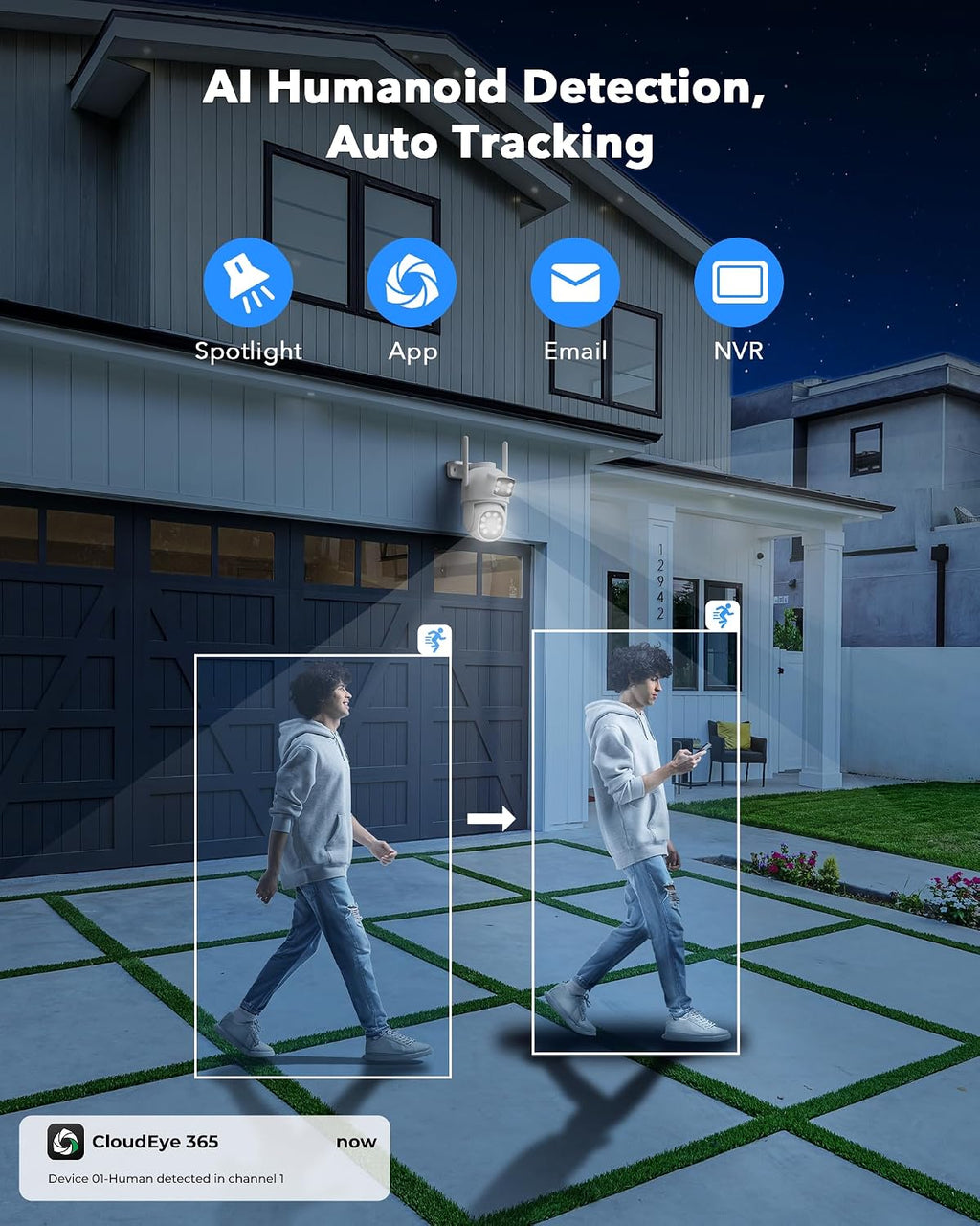 CAMCAMP Wireless Security Camera System with 10.1' Monitor, Dual Lens PTZ CCTV Camera Security System, 10CH Expandable 4K NVR,Auto Tracking, No Subscription for Outdoor Indoor, 5G & 2.4G WiFi