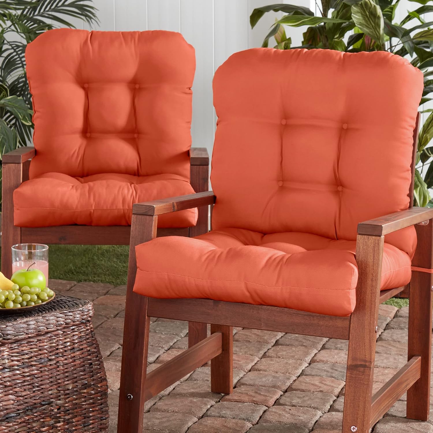 Greendale Home Fashions Outdoor 42x21-inch Seat/Back Chair Cushion (Set of 2), Sunrise