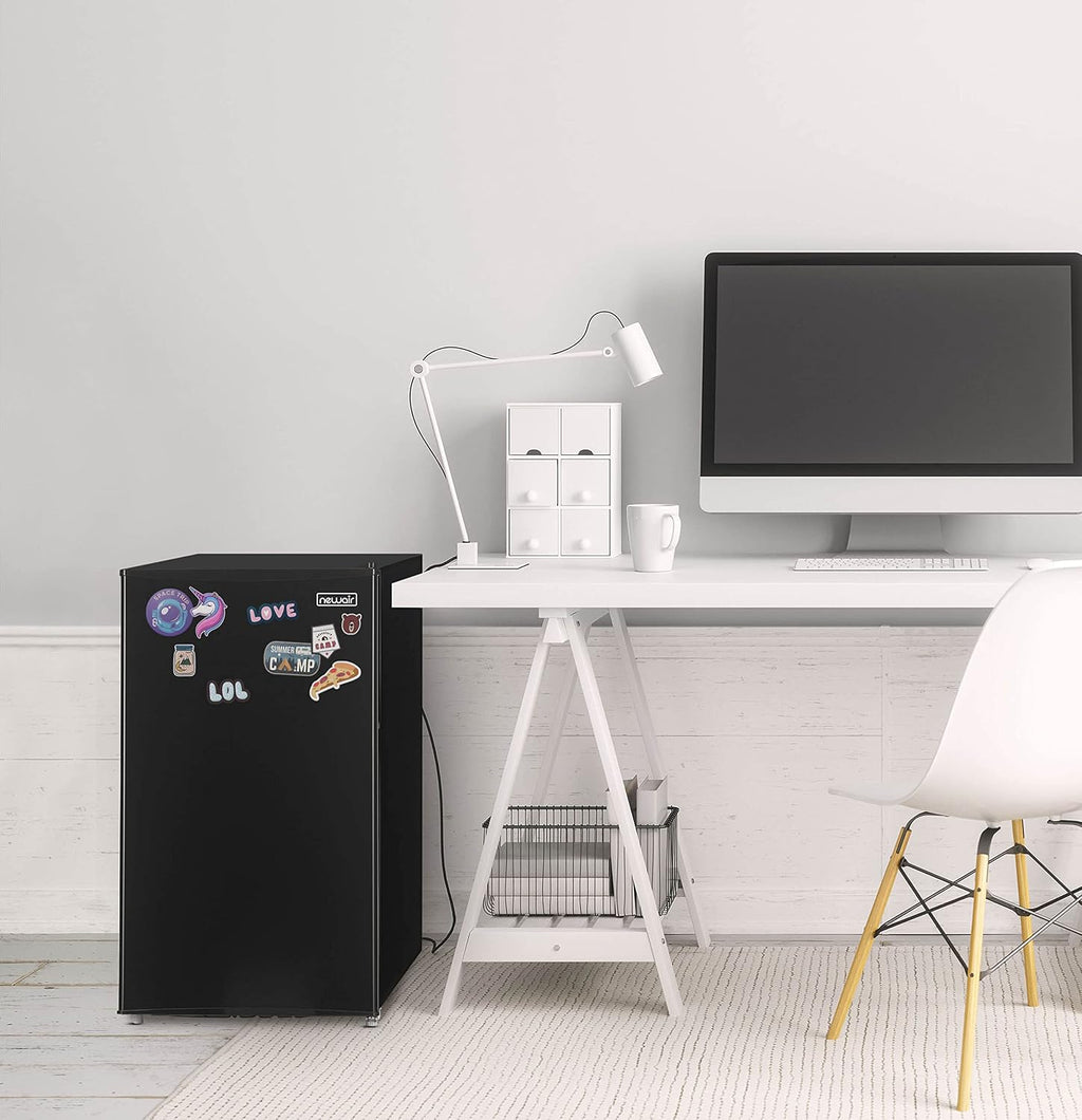 NewAir 3.3 Cu. Ft. Compact Mini Fridge with Chiller Compartment, Energy Star Certified, Single Door Refrigerator, Can Dispenser, Perfect for Dorm Rooms, Bedrooms, Home Offices, and RV Vans