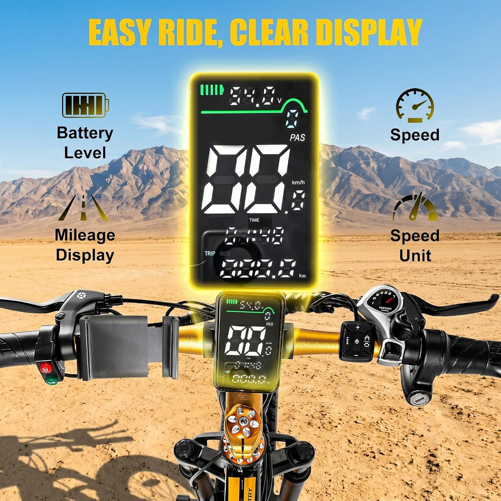 Electric Bike, 1500W Peak 30/33 MPH 26' Fat Tire Electric Bicycle, 60/70 Miles Snow Off-Road E Bike for Adults, Removable Battery, Dual Brake, 7 Speed