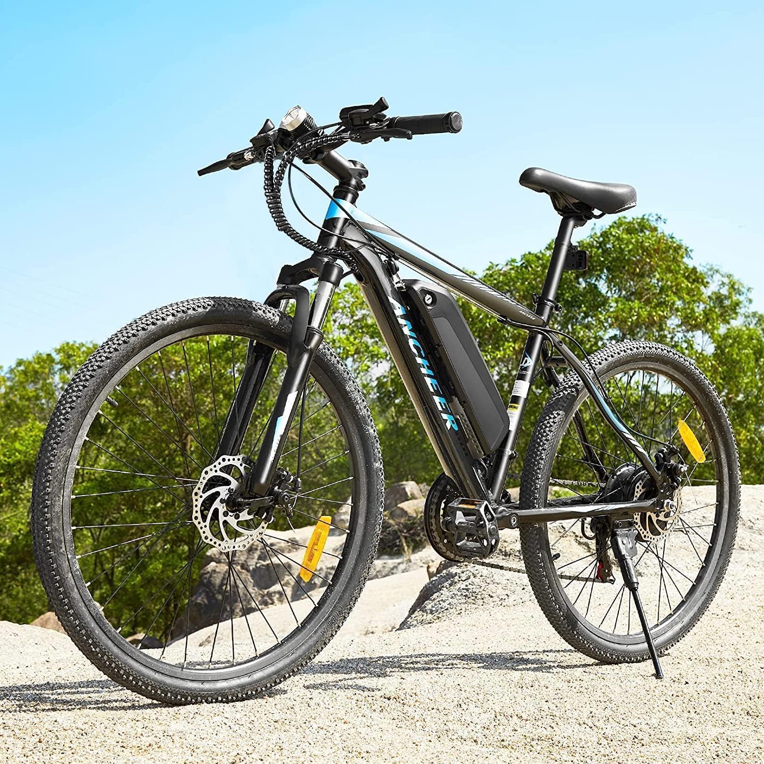 ANCHEER Electric Bike for Adults, [Peak 750W Motor] Electric Mountain Bike, 26' Sunshine Ebike, 55 Miles 20MPH Electric Bicycle with 48V/374Wh Battery, 7/21Speed, UL2849 Compliant