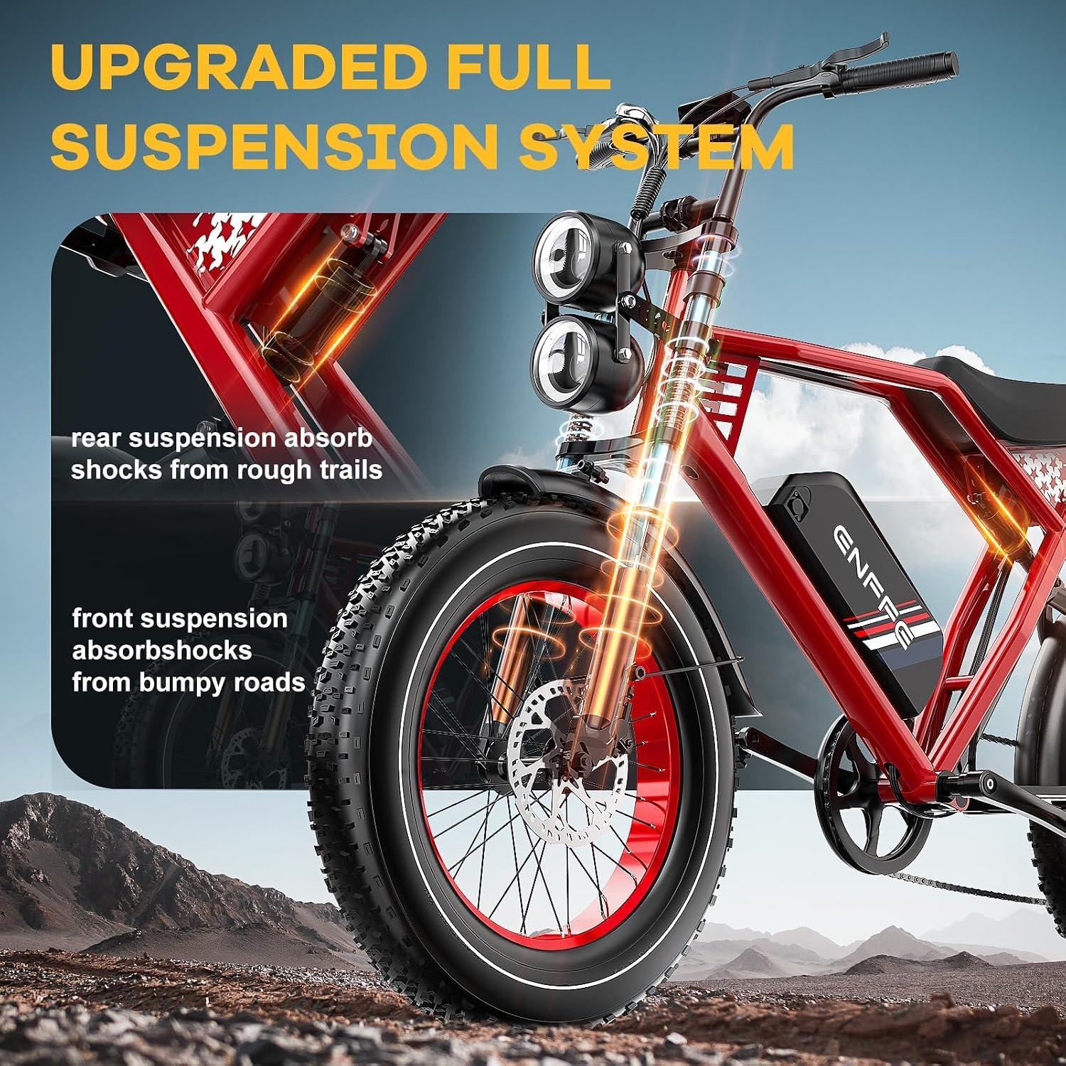 ES2 Max Electric Bike, 22.5 Ah Super Battery Ebike, Peak 1160W Premium Power Motor Ebikes, Up to 32MPH and 100 Miles, 7-Speed 20' Fat Tire All Terrain Electric Bike for Adults UL 2849 Certified