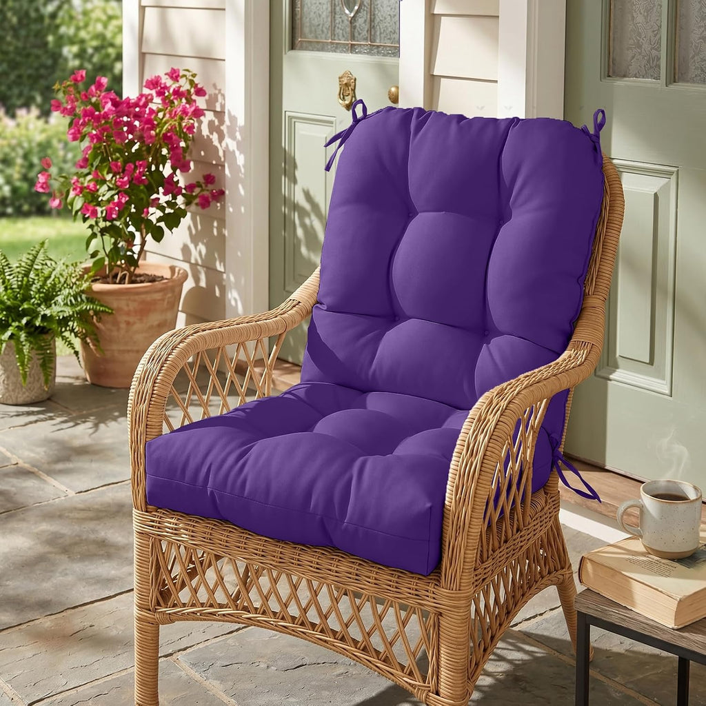 EAGLE PEAK Tufted Outdoor/Indoor Seat/Back Chair Cushions, Set of 2, 42'' x 21'', Purple