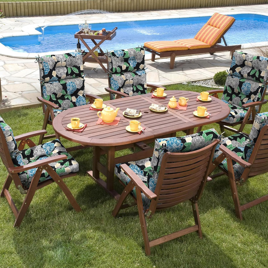 DYTXIII Outdoor High Back Chair Cushions Set of 2, Water Repellent Tufted Rocking Seat Cushions Replacement 44 x 22 Inch, Seat & Back Chair Pads for Patio, Balcony and Indoor Use -Peony Garden