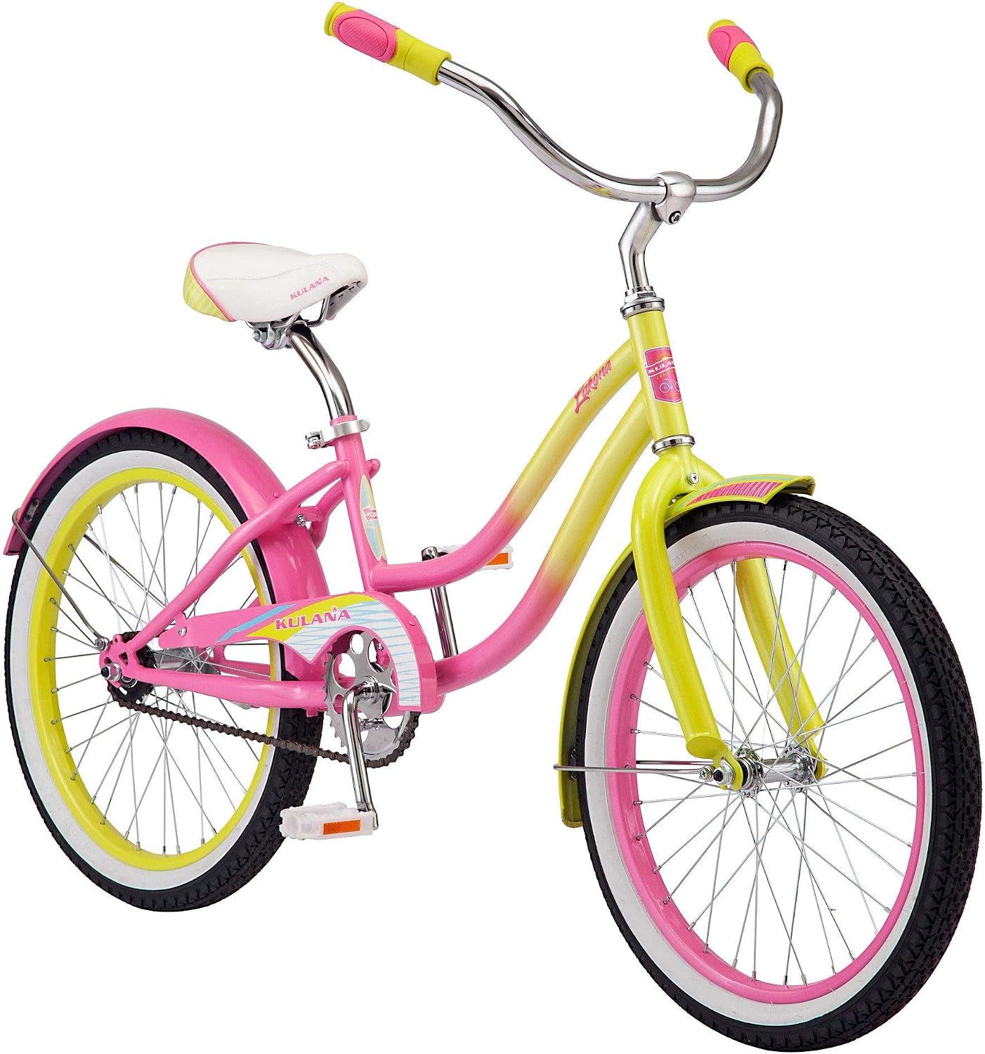 Kulana Lakona Shore, Tide or Wave Cruiser Bike, 20, 24 or 26 Inch Bike for Adults and Youth, 7 or Single Speed Beach Cruiser Bicycle, Rear Coaster Brake, Extra Wide, Cushioned Seat, Fenders
