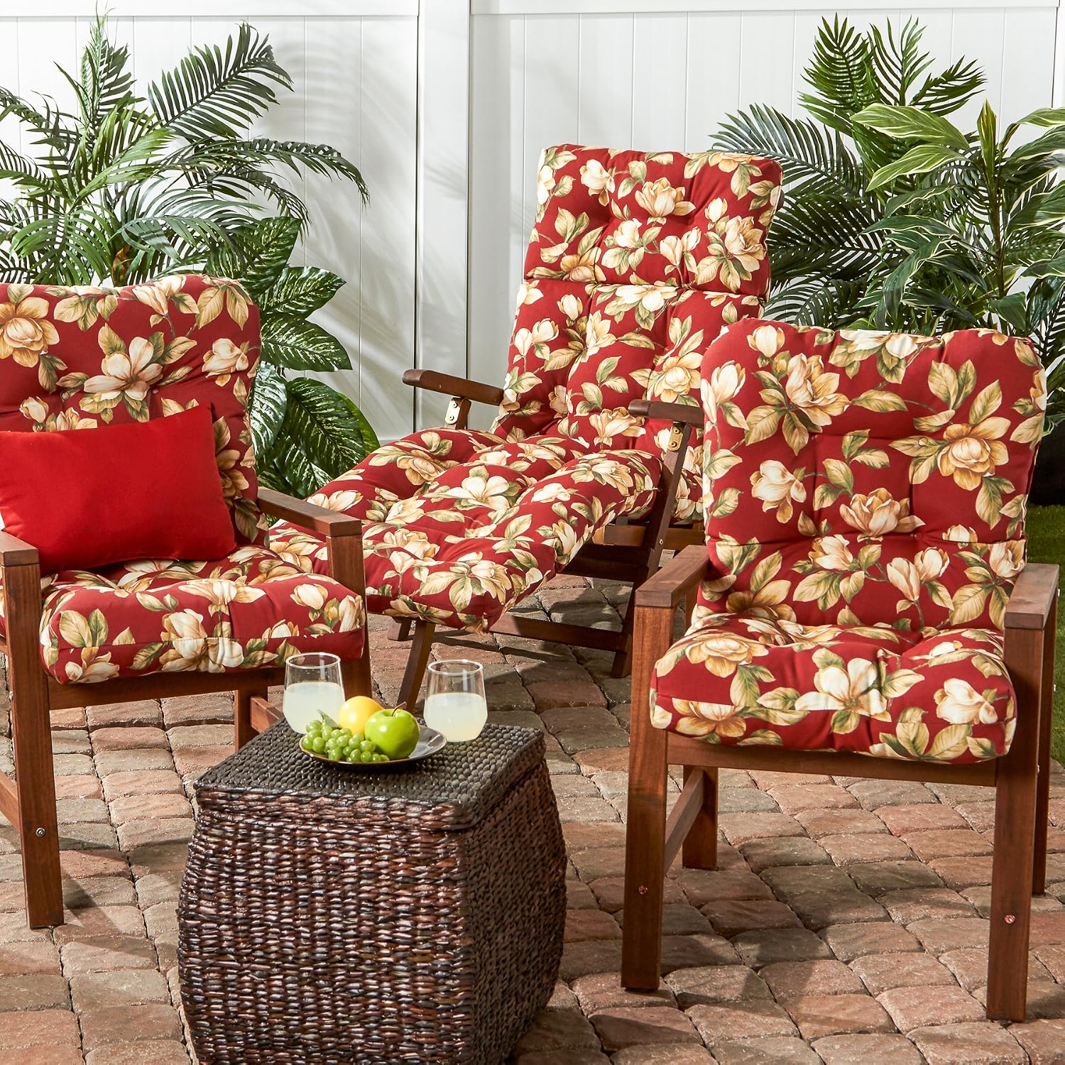 Greendale Home Fashions Outdoor 42x21-inch Seat/Back Chair Cushion (Set of 2), Tuscan Floral