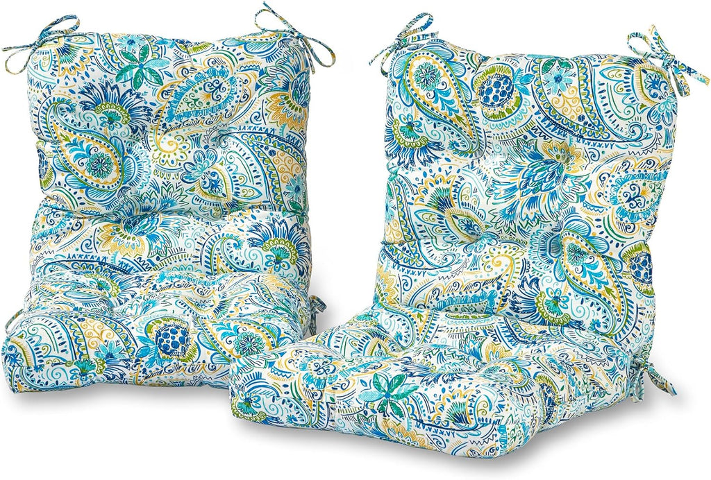 Greendale Home Fashions Outdoor 42x21-inch Seat/Back Chair Cushion (Set of 2), Paisley