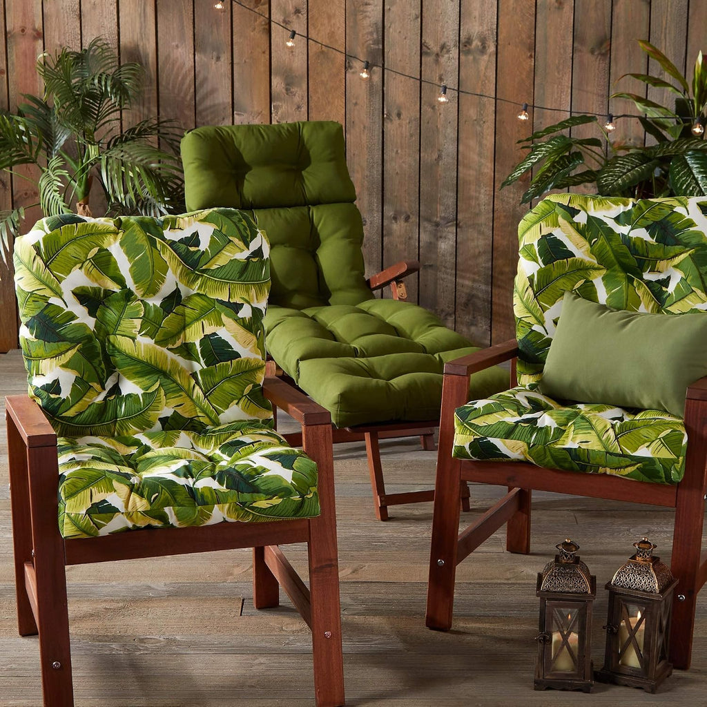 Greendale Home Fashions Outdoor 42x21-inch Seat/Back Chair Cushion (Set of 2), Tropical White