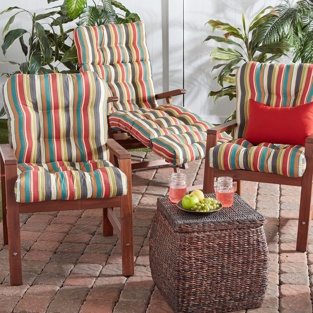 Greendale Home Fashions Outdoor 42x21-inch Seat/Back Chair Cushion (Set of 2), Adobe Stripe