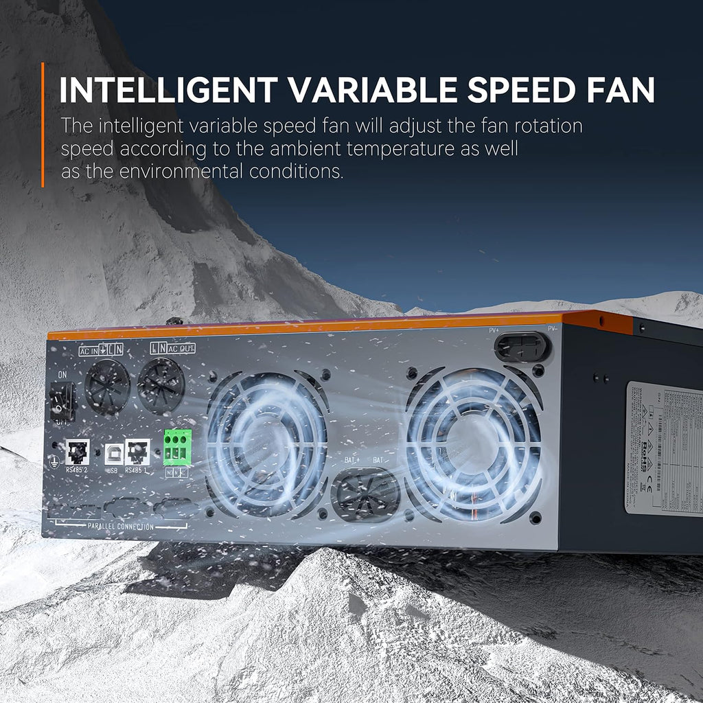 PowMr 5000W Hybrid Solar Inverter 48V to 110/120V AC, Pure Sine Wave Power Inverter 5KW, Built-in 80A MPPT Controller, Max.PV Input 5500W, 500V, 22A, Work for 48V Lead Acid, Lithium Batteries