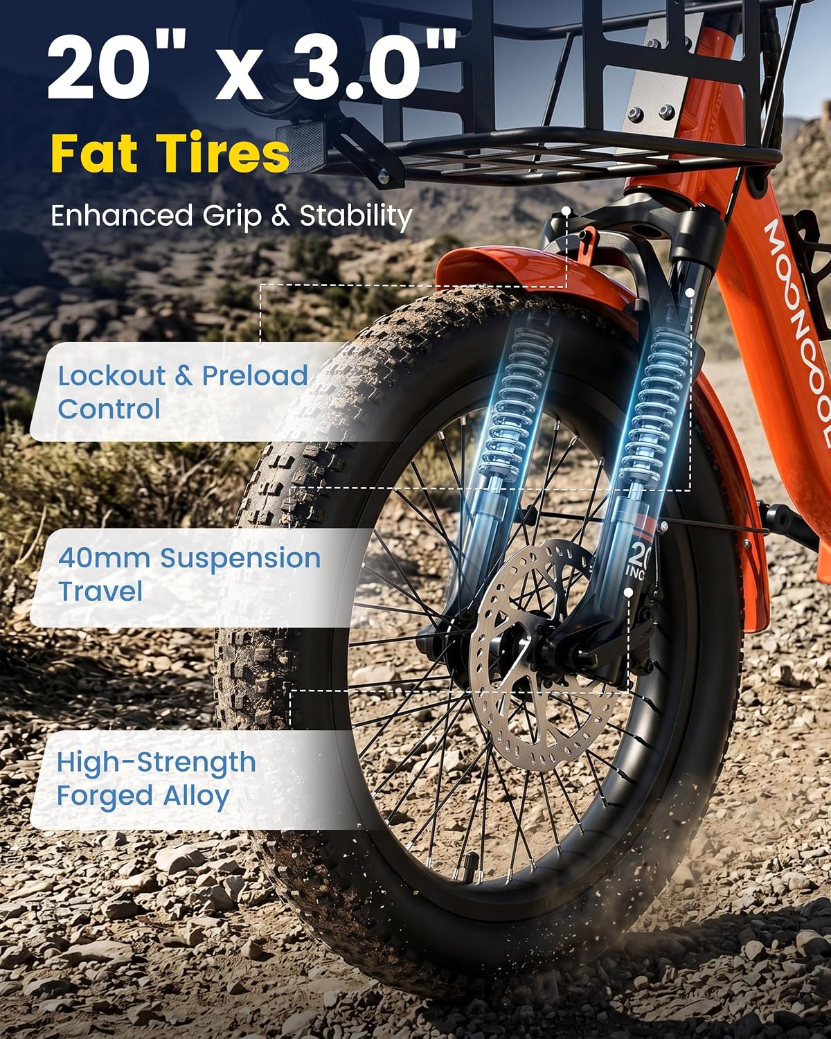 MOONCOOL Electric Trike for Adults, 500W/750W 48V Electric Tricycle for Adults, 20'x3.0' Fat Tire 3 Wheel Electric Bike, Folding Aluminum Adult Tricycle with Removable Battery