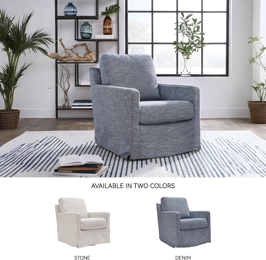 Signature Design by Ashley Nenana Next-Gen Nuvella Casual UV Resistant Upholstered Swivel Glider Accent Chair with Removable Slipcover, Blue