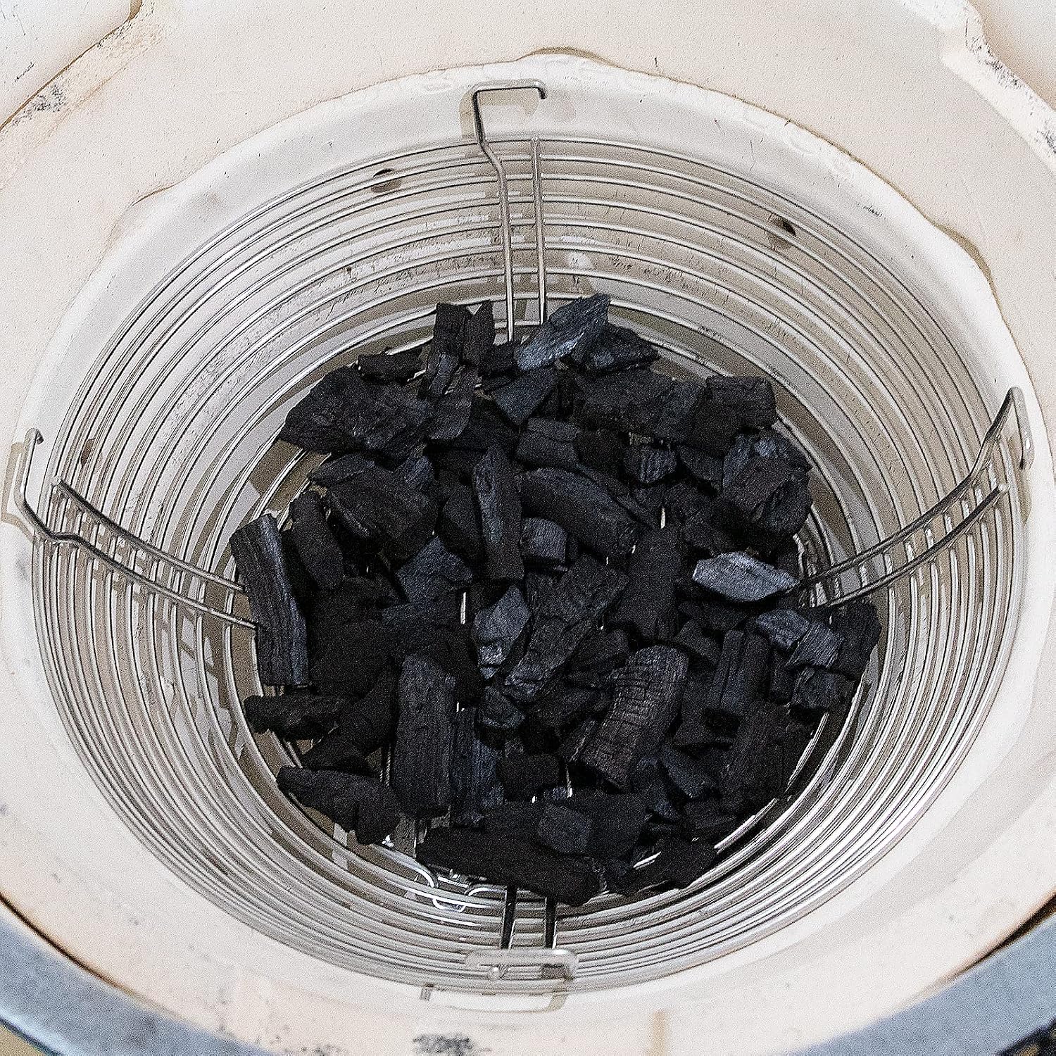 Lump Charcoal Fire Basket Fits for Kamado Joe Big Joe Accessories,stainless Steel Charcoal Ash Basket with Divider Grill Parts for Big Joe