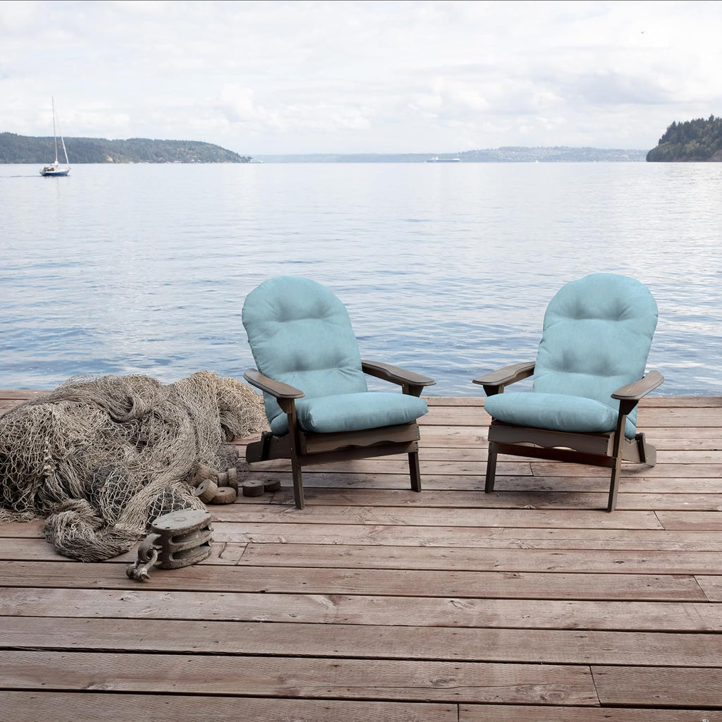 ARDEN Oceantex Indoor/Outdoor Plush Modern Tufted Adirondack Cushion, 2-Pack, 21.5 x 19, Water Repellent, Rain Proof, Fade Resistant Cushion For Rocking Chair Or Adirondack Sky Blue