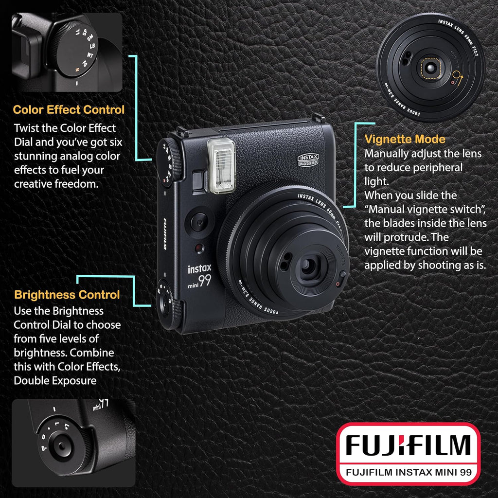 Fujifilm Instax Mini 99 Instant Film Camera Bundle with Fujifilm Instax Mini Instant Film (20 Sheets) with Accessories Including Protective Carrying Case Value Bundle