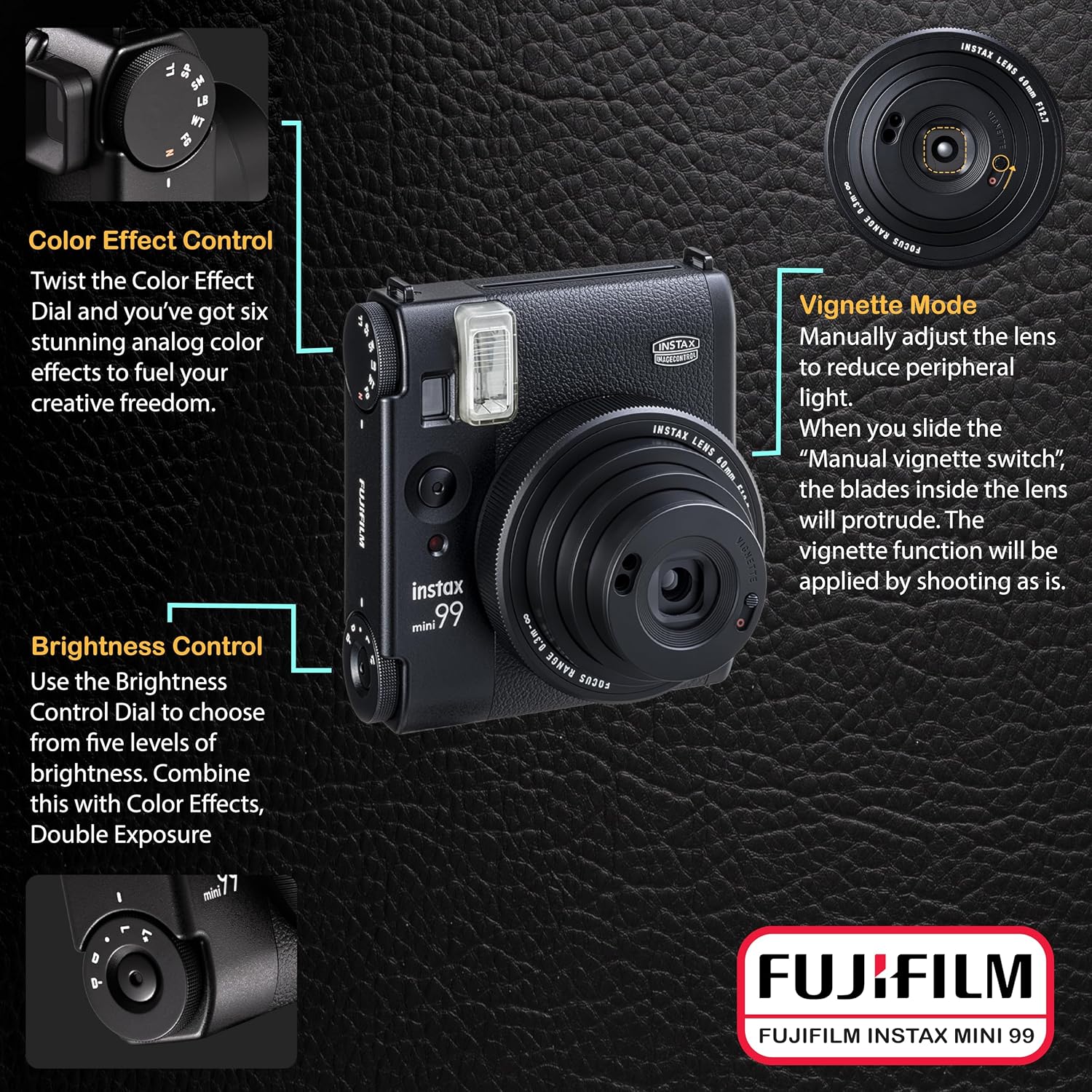 Fujifilm Instax Mini 99 Instant Film Camera Bundle with Fujifilm Instax Mini Instant Film (20 Sheets) with Accessories Including Protective Carrying Case Value Bundle