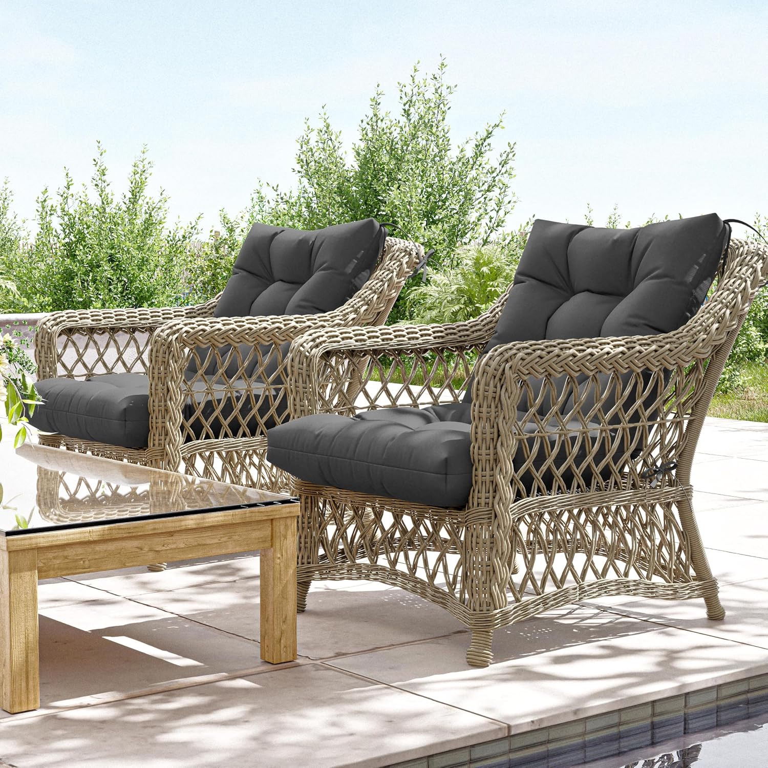 Patio Seat&Back Chair Cushions for Outdoor Furniture，Comfortable Cushions for Rocking/Dining/Lawn Chair-Set of 4