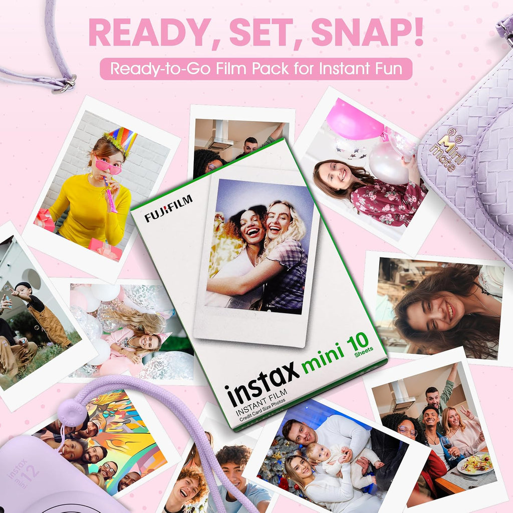 Fujifilm Instax Mini 12 Instant Camera Lilac Purple + Minimate Custom Designed Case + Fuji Instax Film 10 Sheets & Photo Album