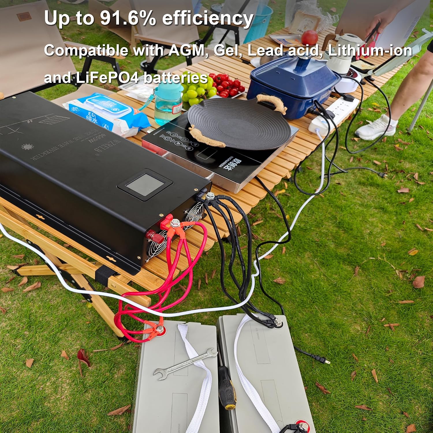 WZRELB 8000W 24V Pure Sine Wave Inverter,24 Volt DC to AC 120V 240V Split Phase Power Inverter,2*AC Hardwire Terminal,16KW Surge,High Efficiency up to 91.6% with LCD Display