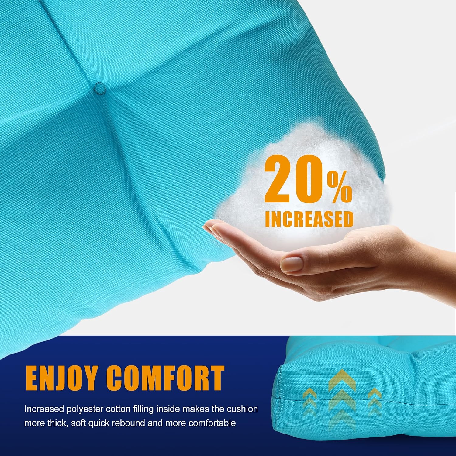 YEFU Adirondack Chair Cushion, Rocking Chair Cushions High Back Set of 4, Thickened Patio Chair Pad for Indoor and Outdoor, 49x20x4.7 Inch, Aruba Blue