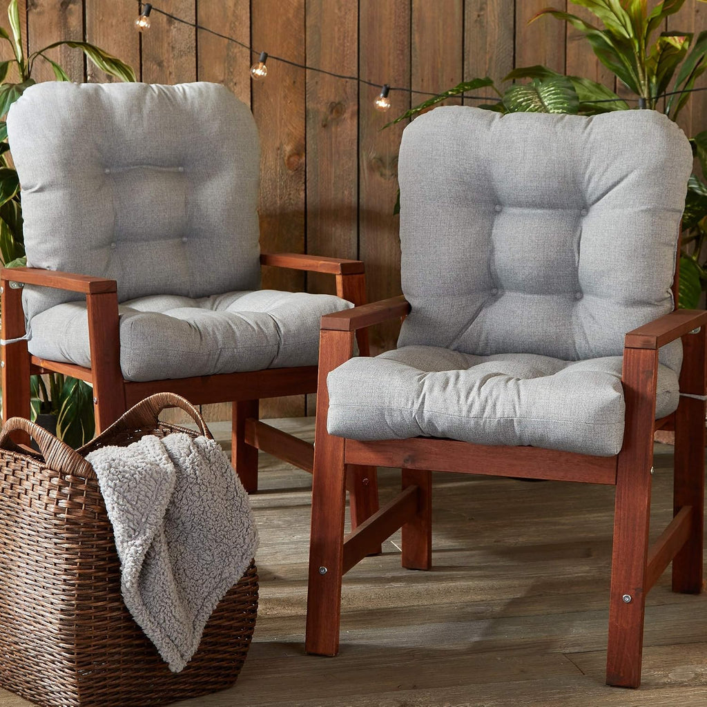 Greendale Home Fashions Outdoor 42x21-inch Seat/Back Chair Cushion (Set of 2), Cement
