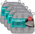 Barnett Home Decor Hayden Dining Chair Cushions with Ties, 16.5 x 18 Inches, Pack of 4 – Machine Washable, Made in USA, Reversible with Plush Latex Foam Fill for Comfortable Seating – Grey (Gray)