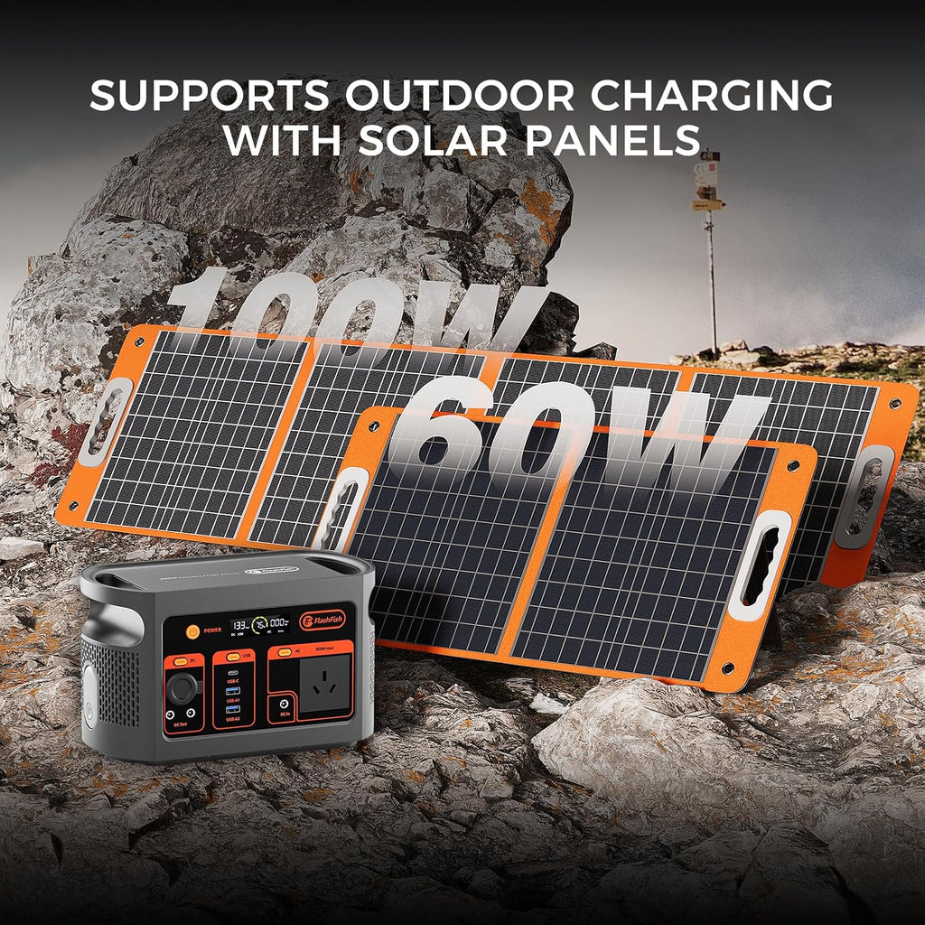 Solar Generator with Solar Panel Included, FF Flashfish 179Wh Portable Power Station+100W Foldable Solar Panel, Backup Power Battery and Solar Panel Kit for Home Blackout/RV/Camping