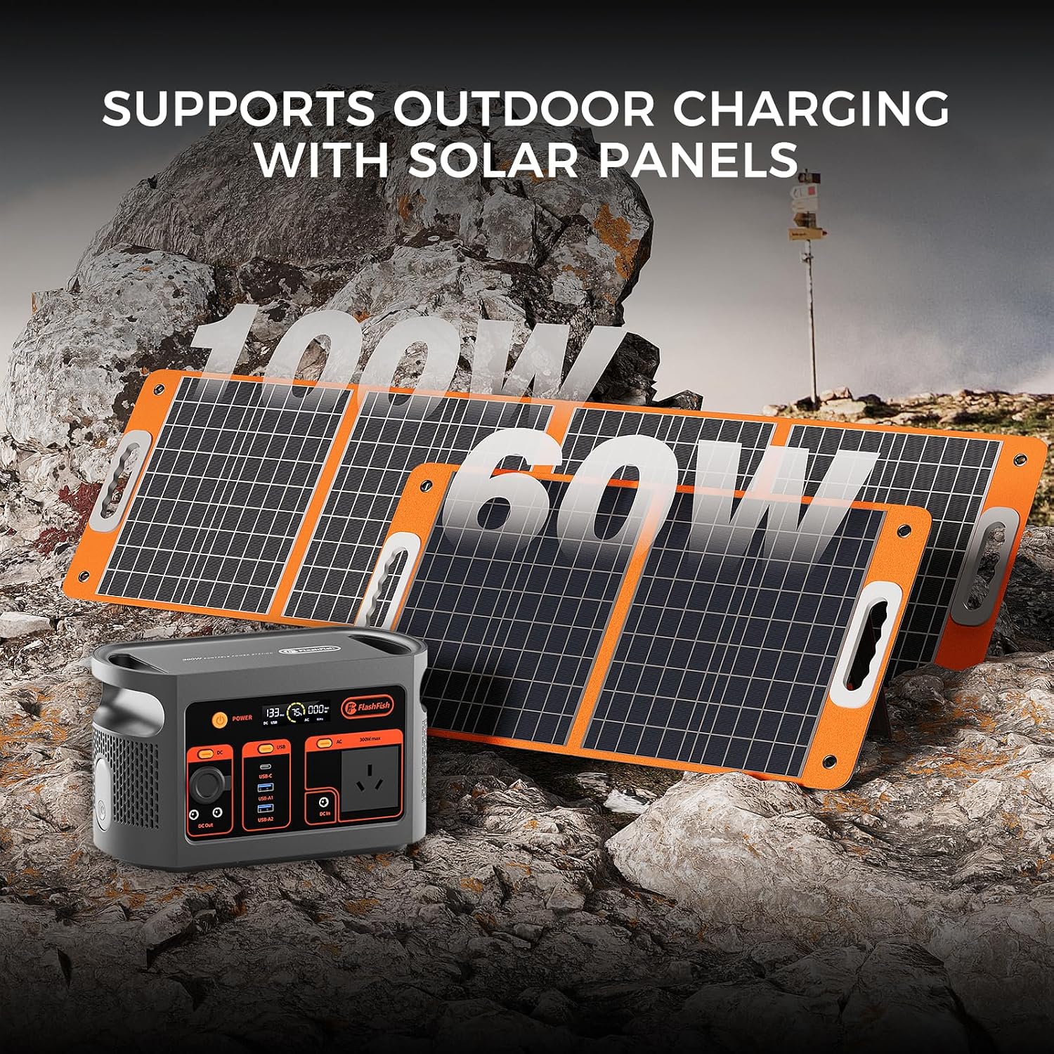 Solar Generator with Solar Panel Included, FF Flashfish 179Wh Portable Power Station+100W Foldable Solar Panel, Backup Power Battery and Solar Panel Kit for Home Blackout/RV/Camping