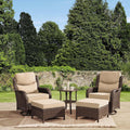 HILLGA Luxury Outdoor Swivel Rocker Patio Chairs of 2 with 6 Inch Thick Cushions and Side Table, Swivel Outdoor Chairs 5PCS High Back Wicker Patio Furniture Set for Porch, Balcony, Deck in Beige