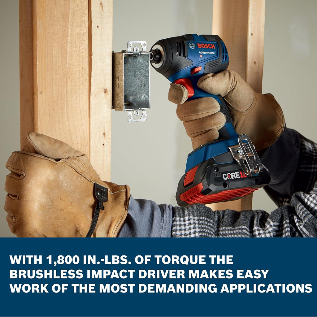 BOSCH GXL18V-27B22 Power Tool Combo Kit - 18V Brushless Compact 1/2 In. Cordless Drill Driver and 1/4 In. Hex Impact Driver (Includes: Two 2.0Ah Batteries, 18V Charger, and Carrying Tool Bag)
