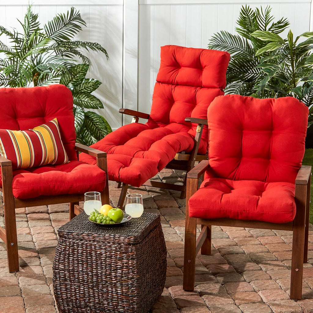 Greendale Home Fashions Outdoor 42x21-inch Seat/Back Chair Cushion (Set of 2), Fire