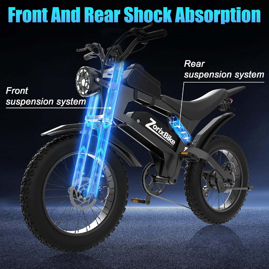 Electric Bike for Adults,48V 20AH - Peak Power 1500/3000W Brushless Motor Electric Bicycle - Max Speed 31-35MPH - Max 80 Miles Range - 20' x 4.0' Fat Tire Dirt E-Bike,7-Speed