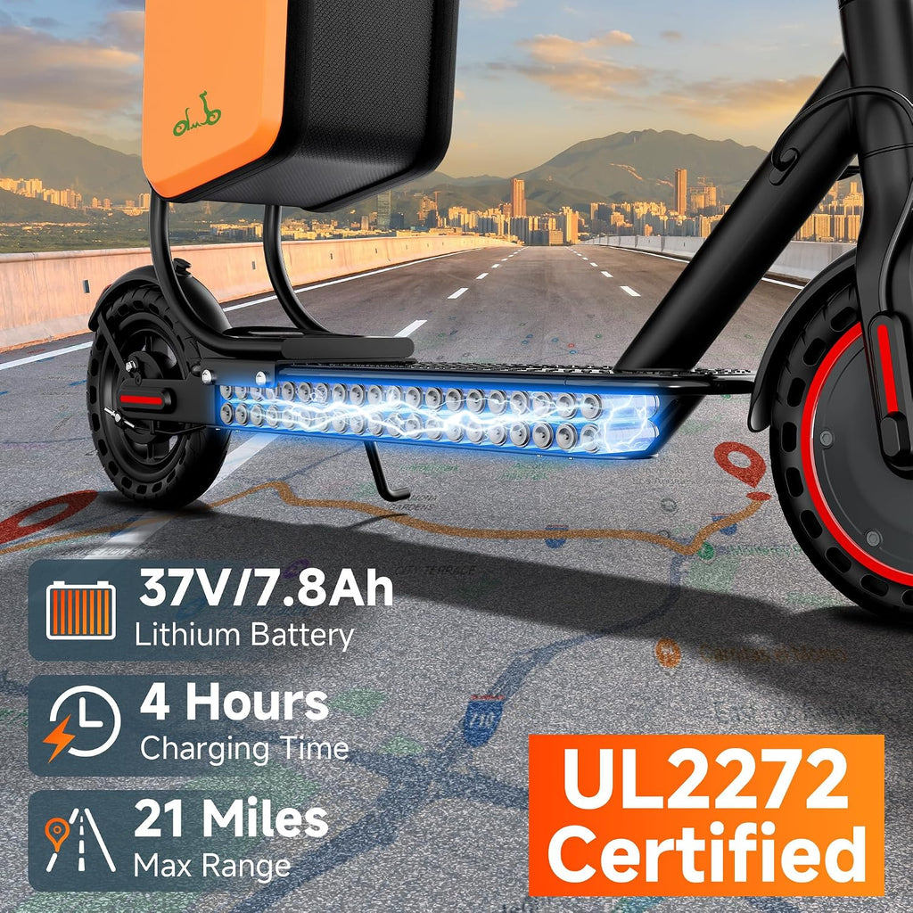 Electric Scooter, 350W/ 500W Motor, 19 MPH to 22MPH, 21 to 40 Miles Range, Dual Suspension, Dual Braking, App Control, Foldable Commuter E Scooter for Adults and Teens