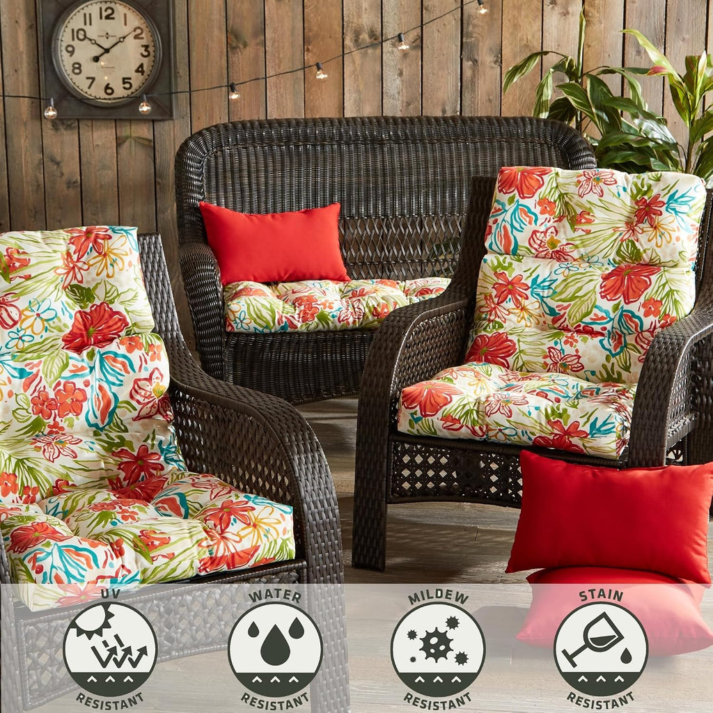 Greendale Home Fashions Outdoor 44x22-inch High Back Chair Cushions (Set of 2), Garden Floral