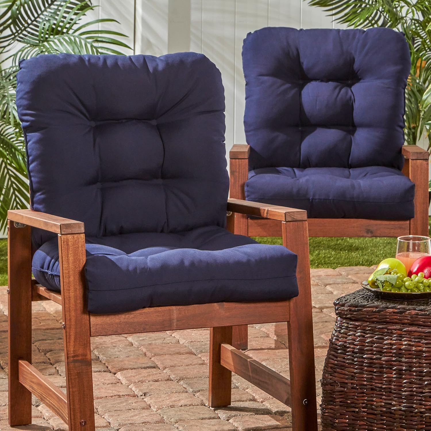 Greendale Home Fashions Outdoor 42x21-inch Seat/Back Chair Cushion (Set of 2), Midnight