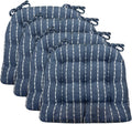 Barnett Home Decor Avante Navy Blue Dining Chair Cushions - 15 x 17, Pack of 4, Chair Pad - Latex Foam Fill - Reversible - Made in USA (Blue White Stripe/Small)