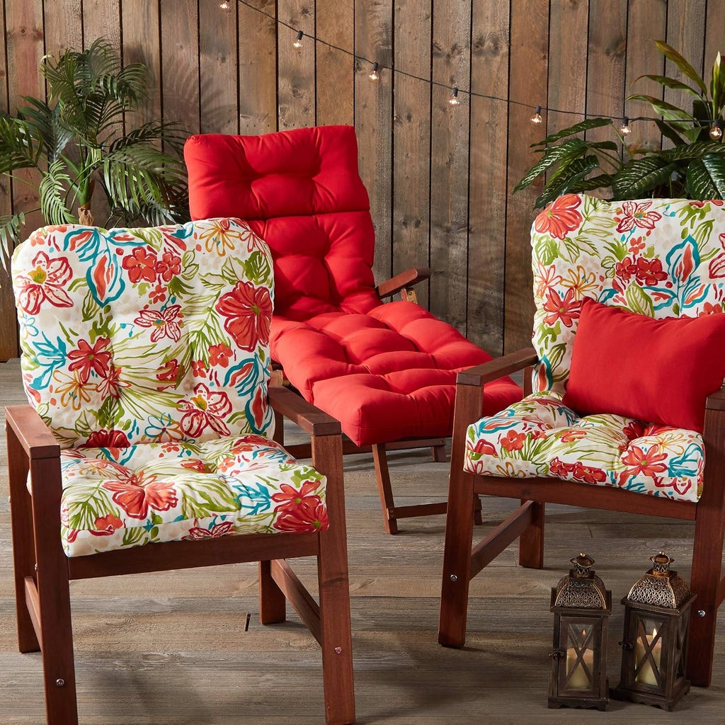 Greendale Home Fashions Outdoor 42x21-inch Seat/Back Chair Cushion (Set of 2), Garden Floral