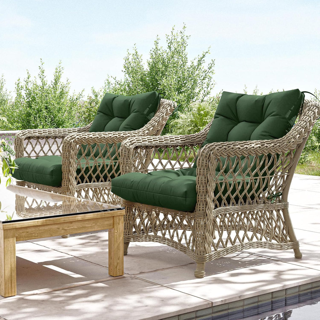 Patio Seat&Back Chair Cushions for Outdoor Furniture，Comfortable Cushions for Rocking/Dining/Lawn Chair-Set of 2