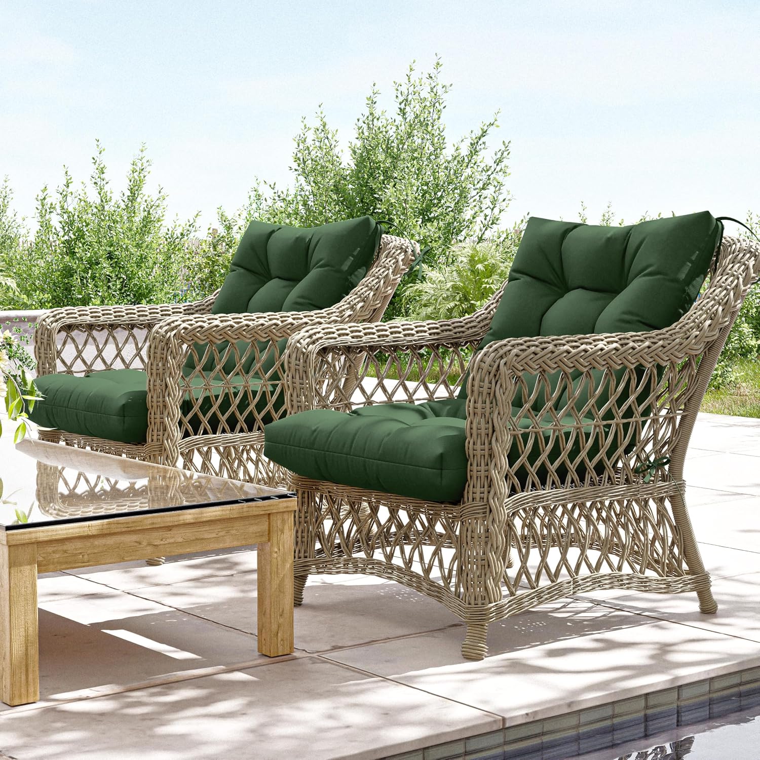 Patio Seat&Back Chair Cushions for Outdoor Furniture，Comfortable Cushions for Rocking/Dining/Lawn Chair-Set of 2