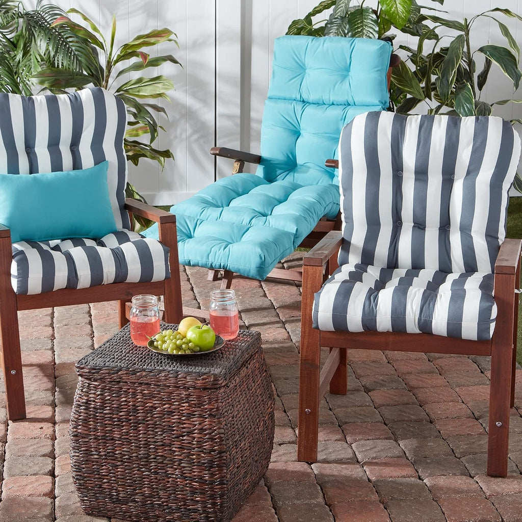 Greendale Home Fashions Outdoor 42x21-inch Seat/Back Chair Cushion (Set of 2), Gray Stripe