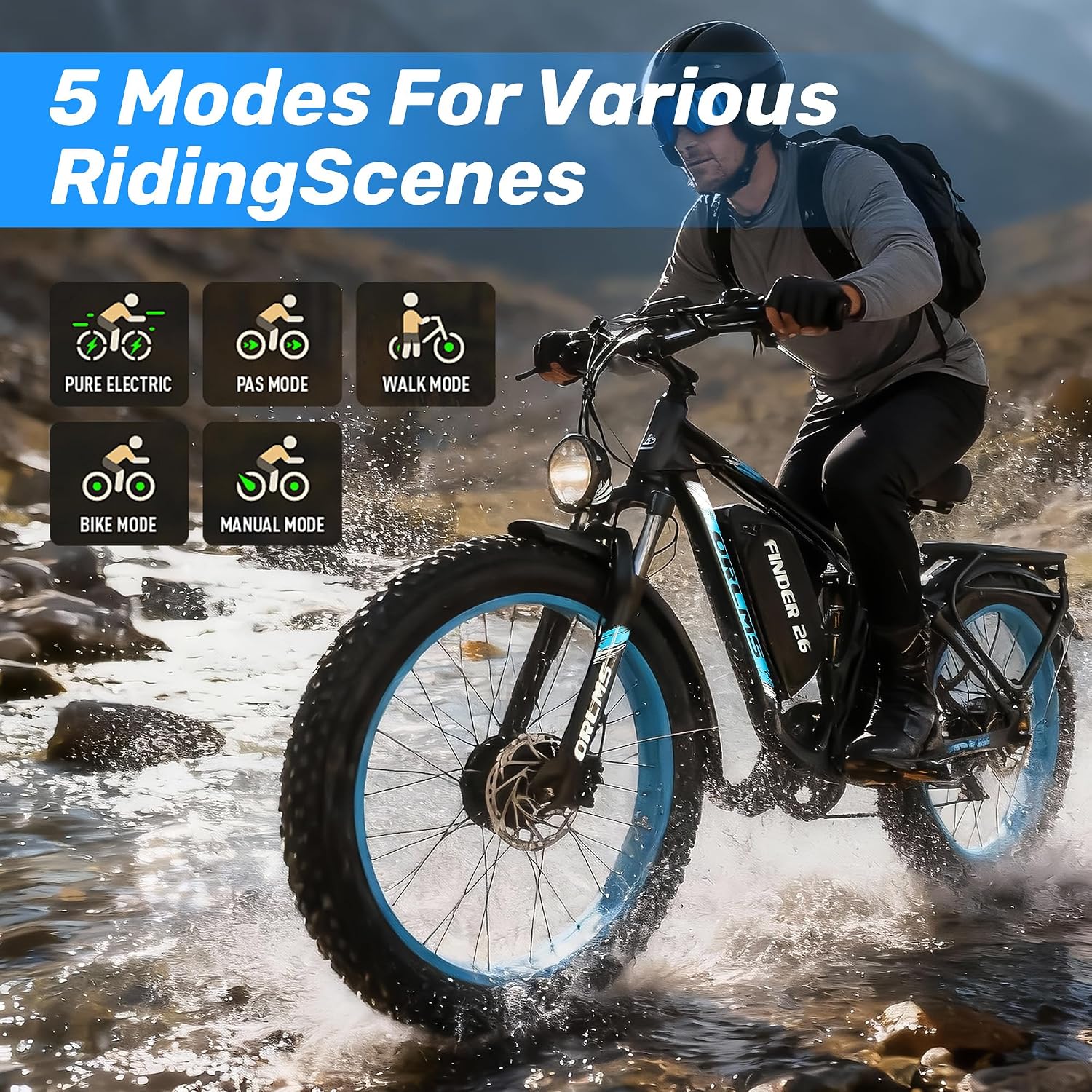 Dual Motor Electric Bike for Adults,6000W Peak,45MPH,60V&52V/25Ah Battery,26''&24'' Fat Tire,Up to 110 Miles Range,SHM 7-Speed Gear Ebike