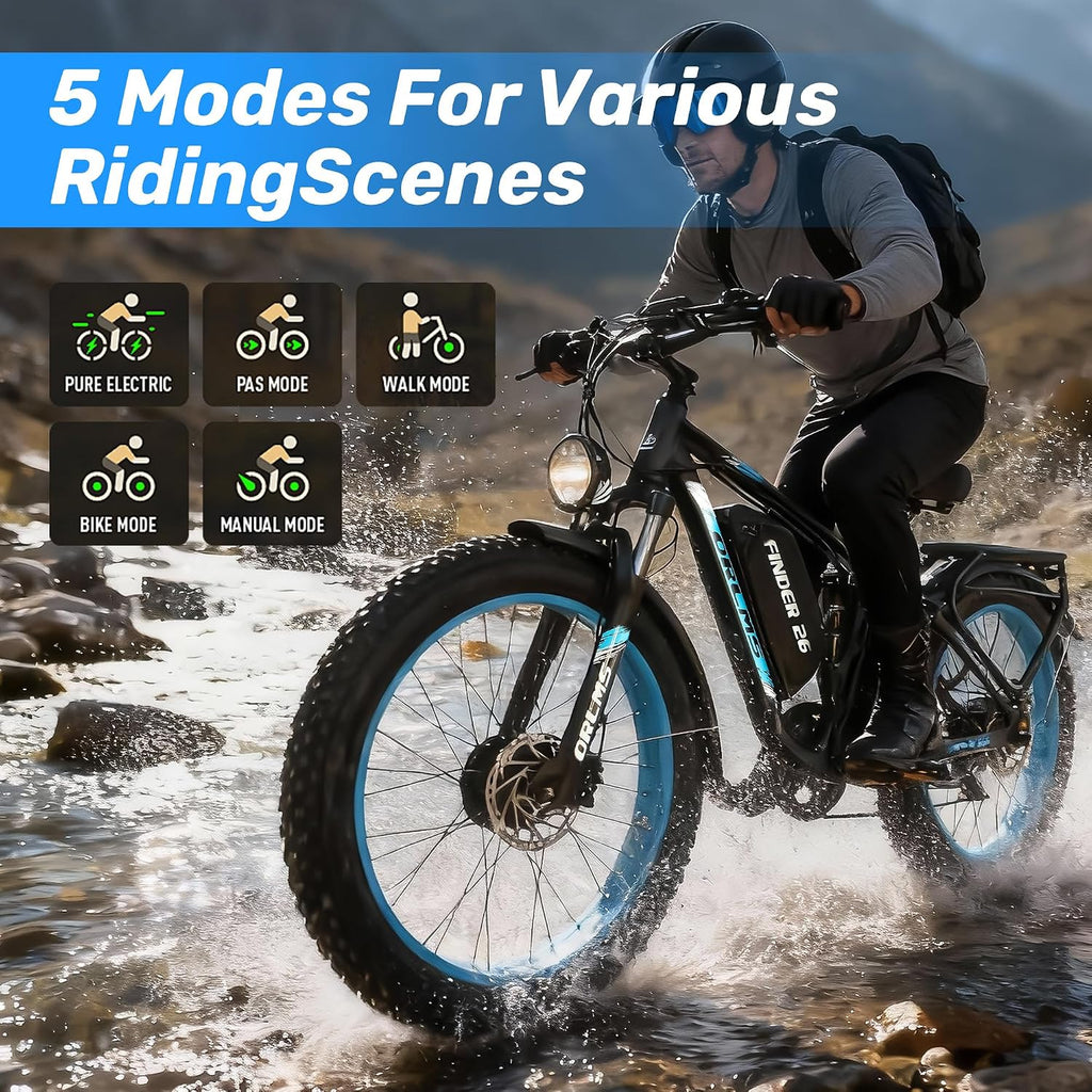 Dual Motor Electric Bike for Adults,6000W Peak,45MPH,60V&52V/25Ah Battery,26''&24'' Fat Tire,Up to 110 Miles Range,SHM 7-Speed Gear Ebike