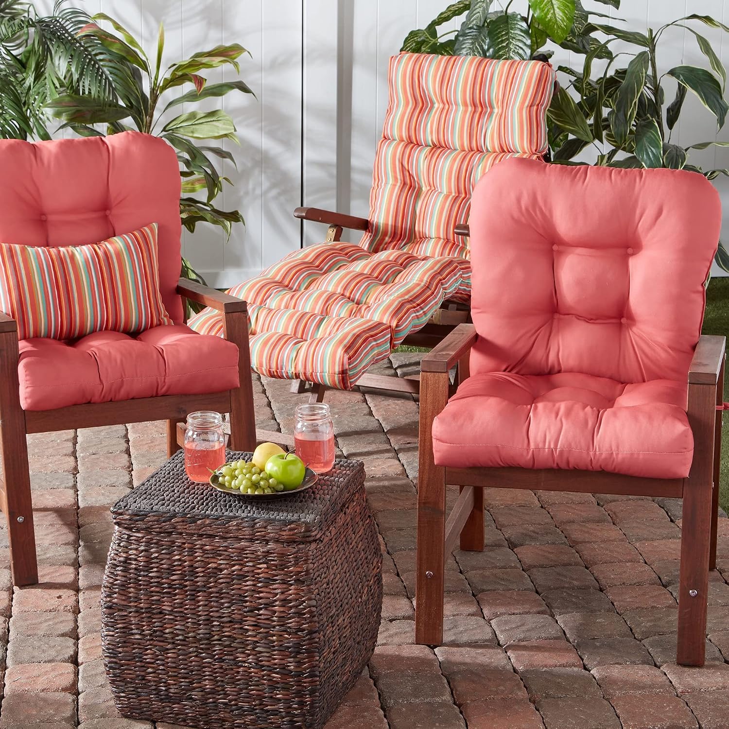 Greendale Home Fashions Outdoor 42x21-inch Seat/Back Chair Cushion (Set of 2), Dusk Pink
