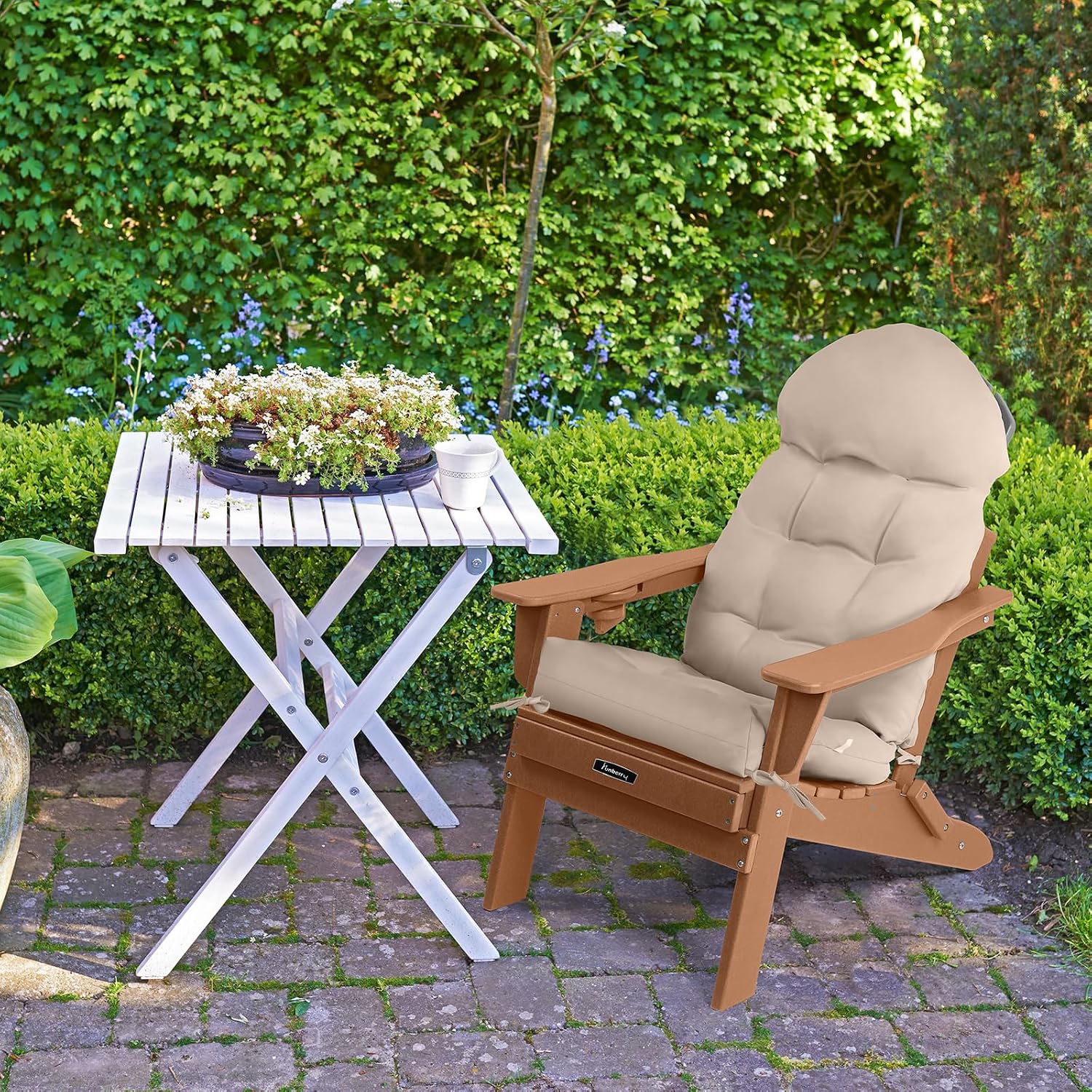 FUNBERRY Patio Chair Cushions Set of 4, Thicken Comfy Cushions for Rocker Non Slip Fade Shield Waterproof High Back with Ties