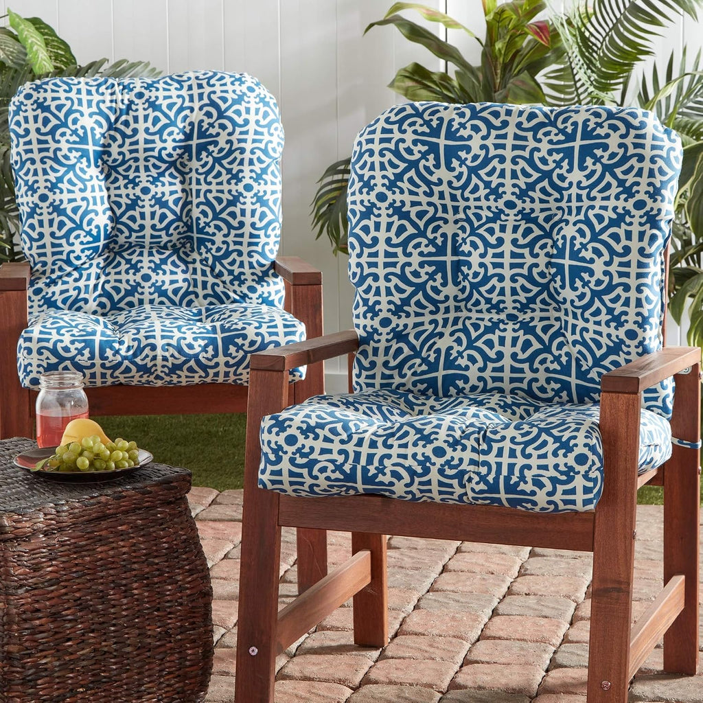 Greendale Home Fashions Outdoor 42x21-inch Seat/Back Chair Cushion (Set of 2), Azure