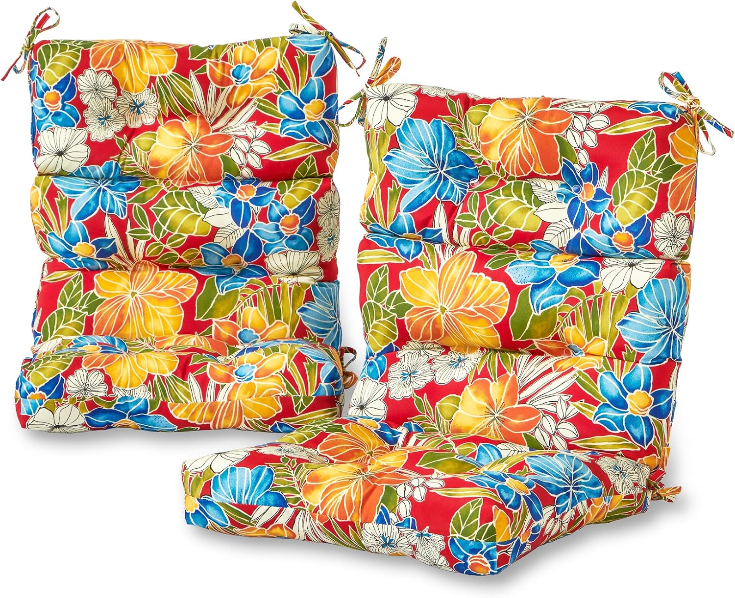 Greendale Home Fashions Outdoor 44x22-inch High Back Chair Cushions (Set of 2), Aloha Crimson