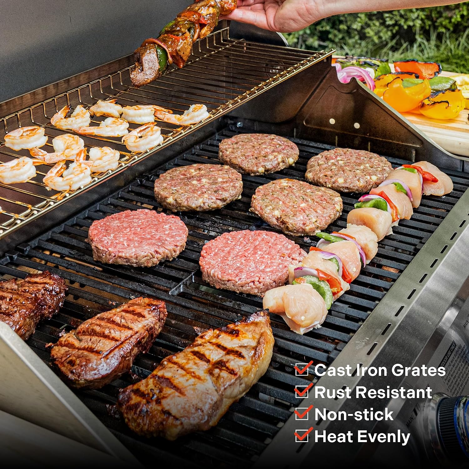 Monument Grills 4+1 Burner Convertible Natural Gas Grill Stainless Steel Propane Grill with a Side Burner, a Built-In Thermometer, Large Cabinet Style Grill