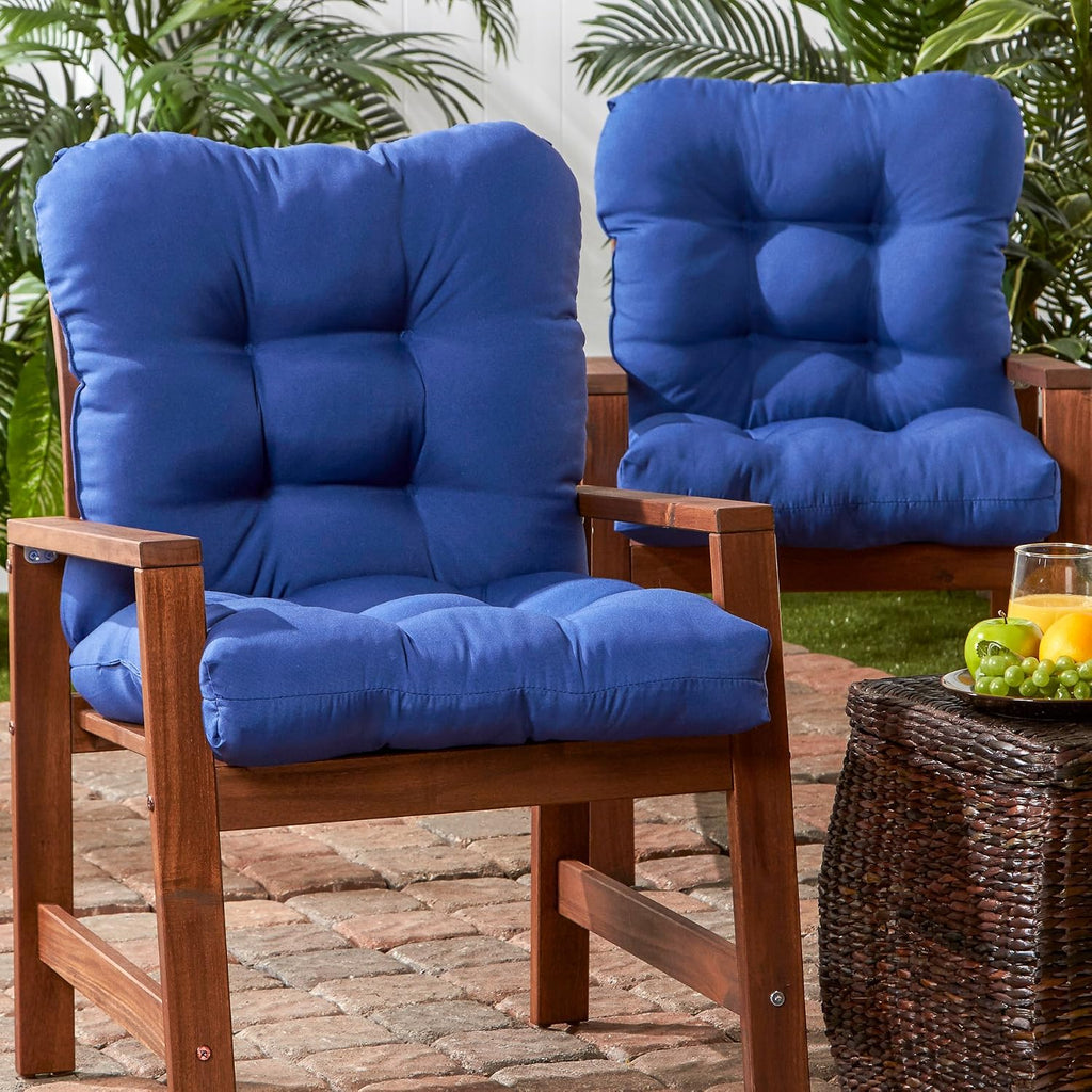 Greendale Home Fashions Outdoor 42x21-inch Seat/Back Chair Cushion (Set of 2), Blue