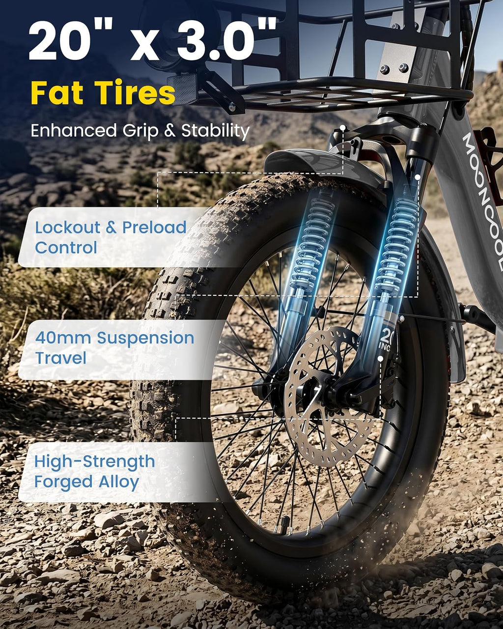 MOONCOOL Electric Trike for Adults, 500W/750W 48V Electric Tricycle for Adults, 20'x3.0' Fat Tire 3 Wheel Electric Bike, Folding Aluminum Adult Tricycle with Removable Battery