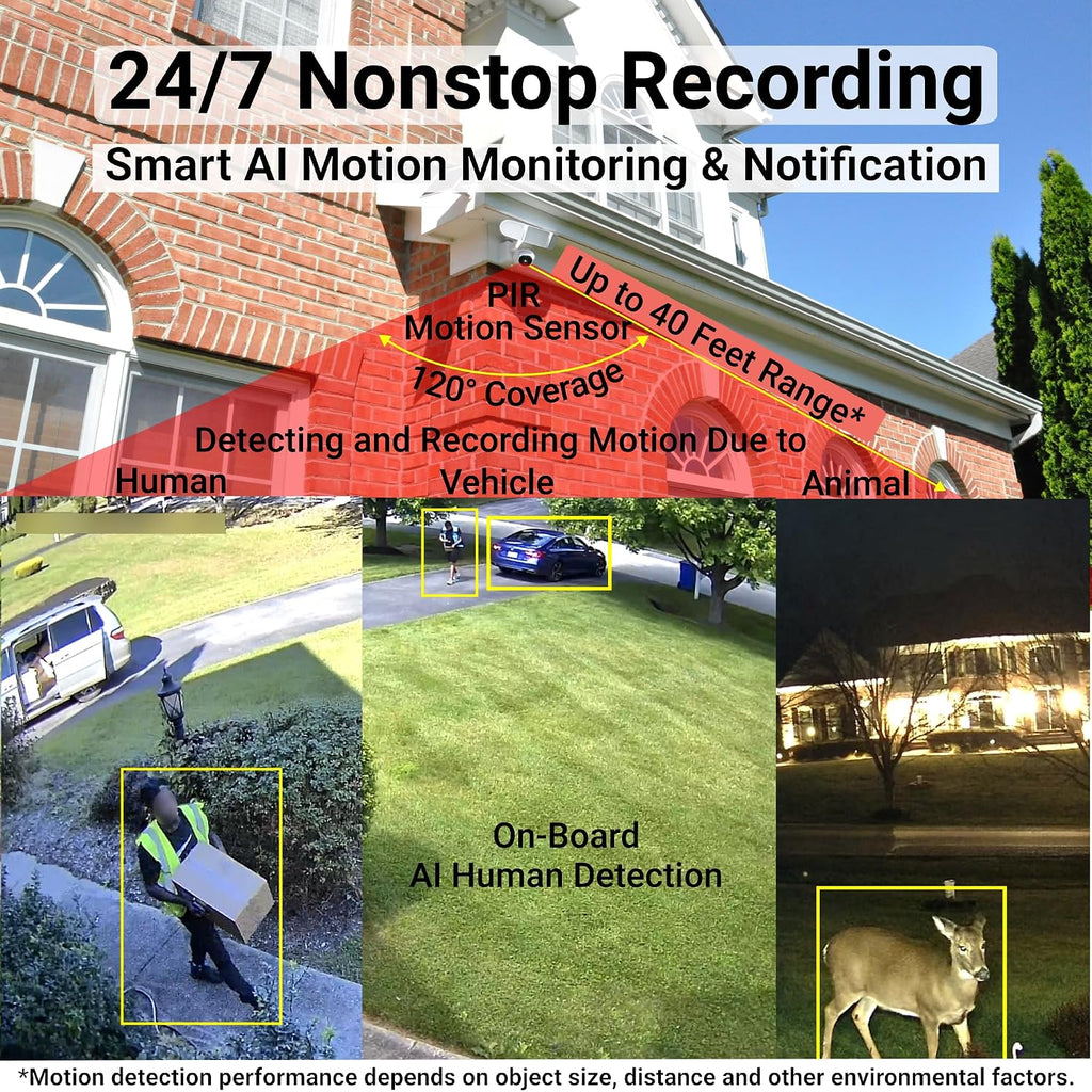 24/7 Recording Solar Floodlight Security Camera Wireless Outdoor, Motion-Activated Alert/2000LM Floodlight/105dB Siren, WiFi, 2K, HD Live View/Talk, 360° Pan & Tilt, Free Local 128GB Storage